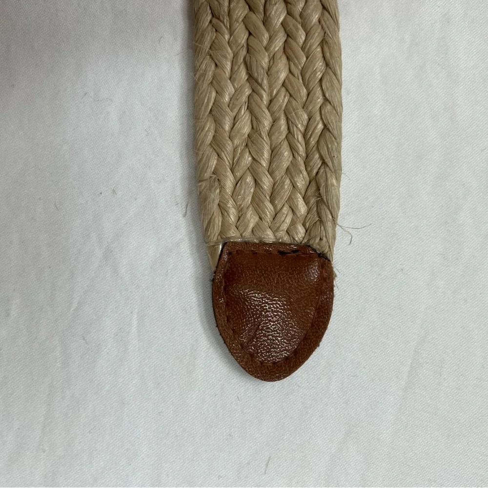 Women's Woven Tan Belt with Brown Accent
